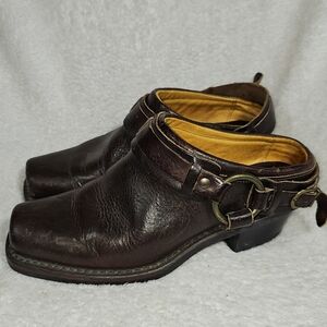 Frye Leather Square Toe Slip On Booties 7.5